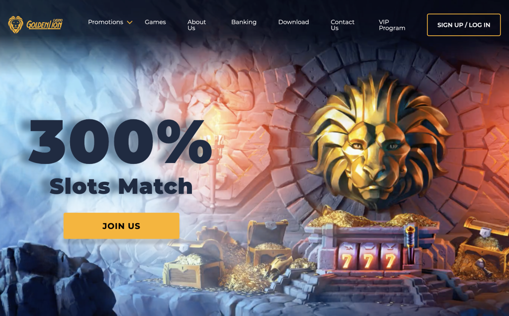 image of golden lion casino website