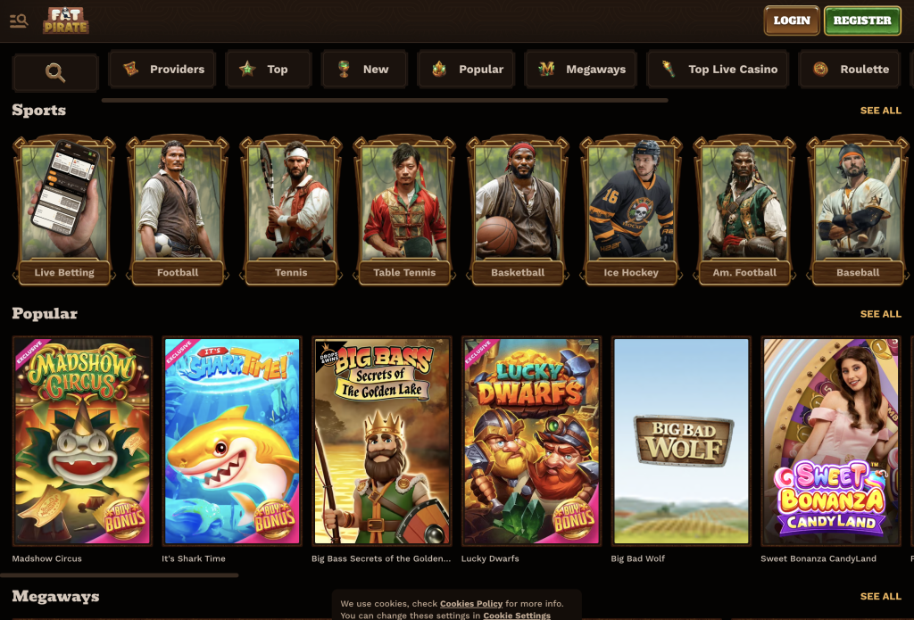 image of fatpirate casino website