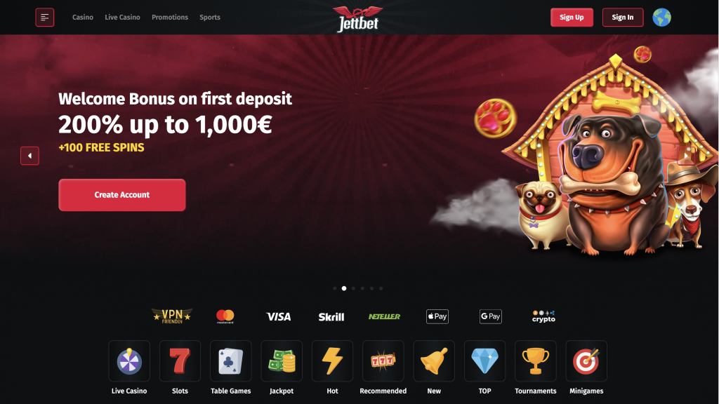 image of jettbet casino website